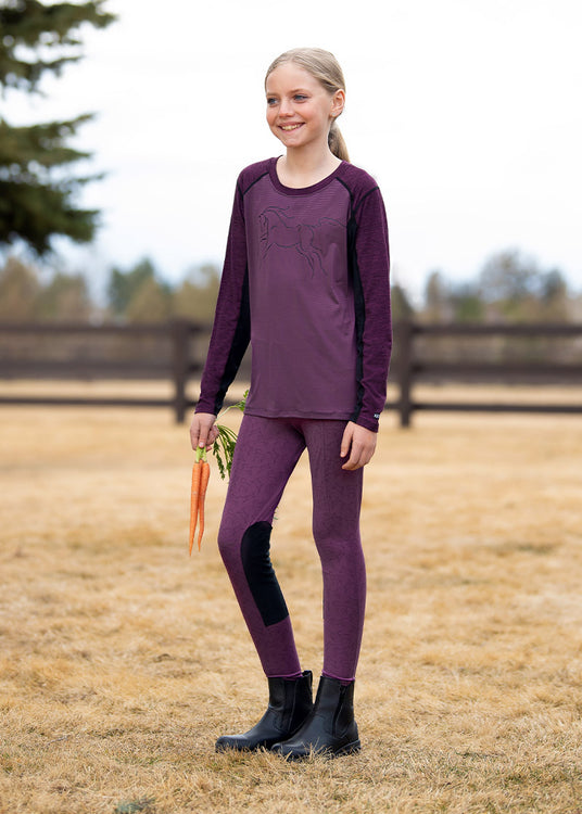 Kerrits Equestrian Apparel Kids Performance Knee Patch Riding Tight Magenta Winter Whinnies