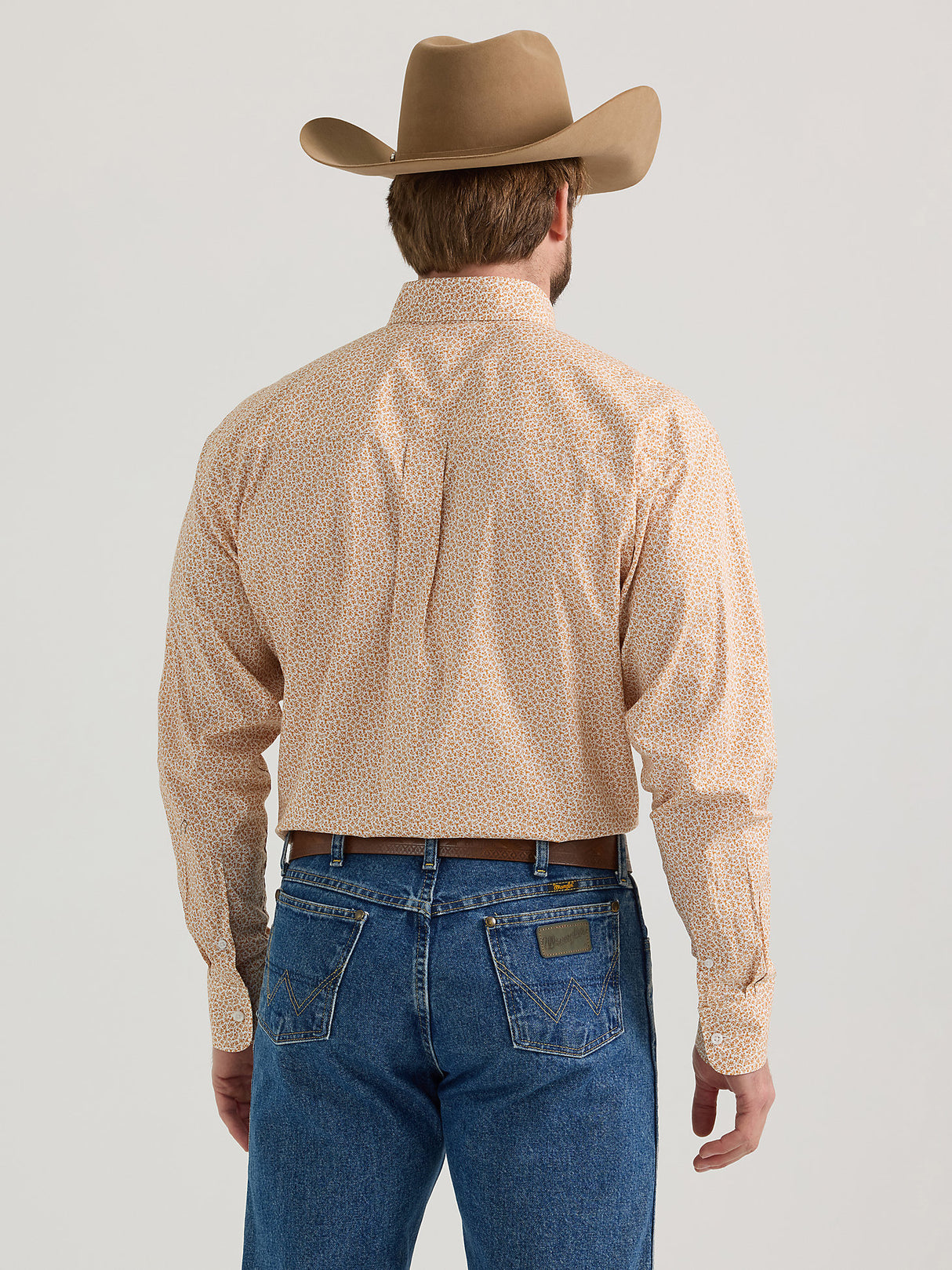 Wrangler Men's George Strait Long Sleeve Button Down One Pocket Shirt - Amber Floral Amber Floral / / REG