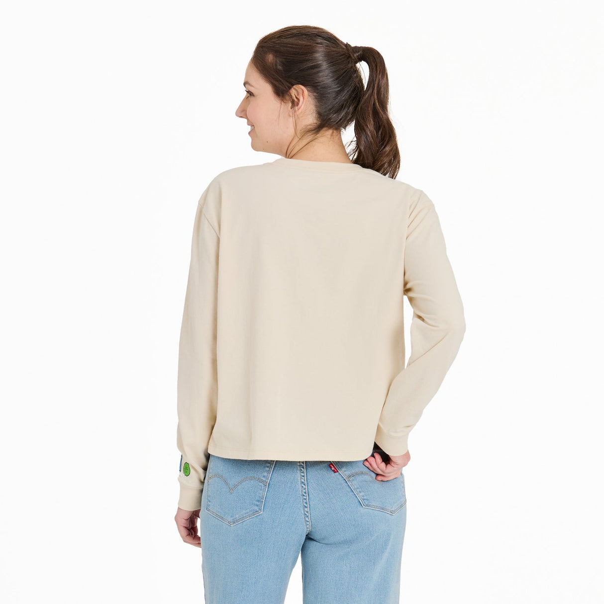 Life Is Good Womens Mini Margarita L/s Crusher Boxy Tee Putty white