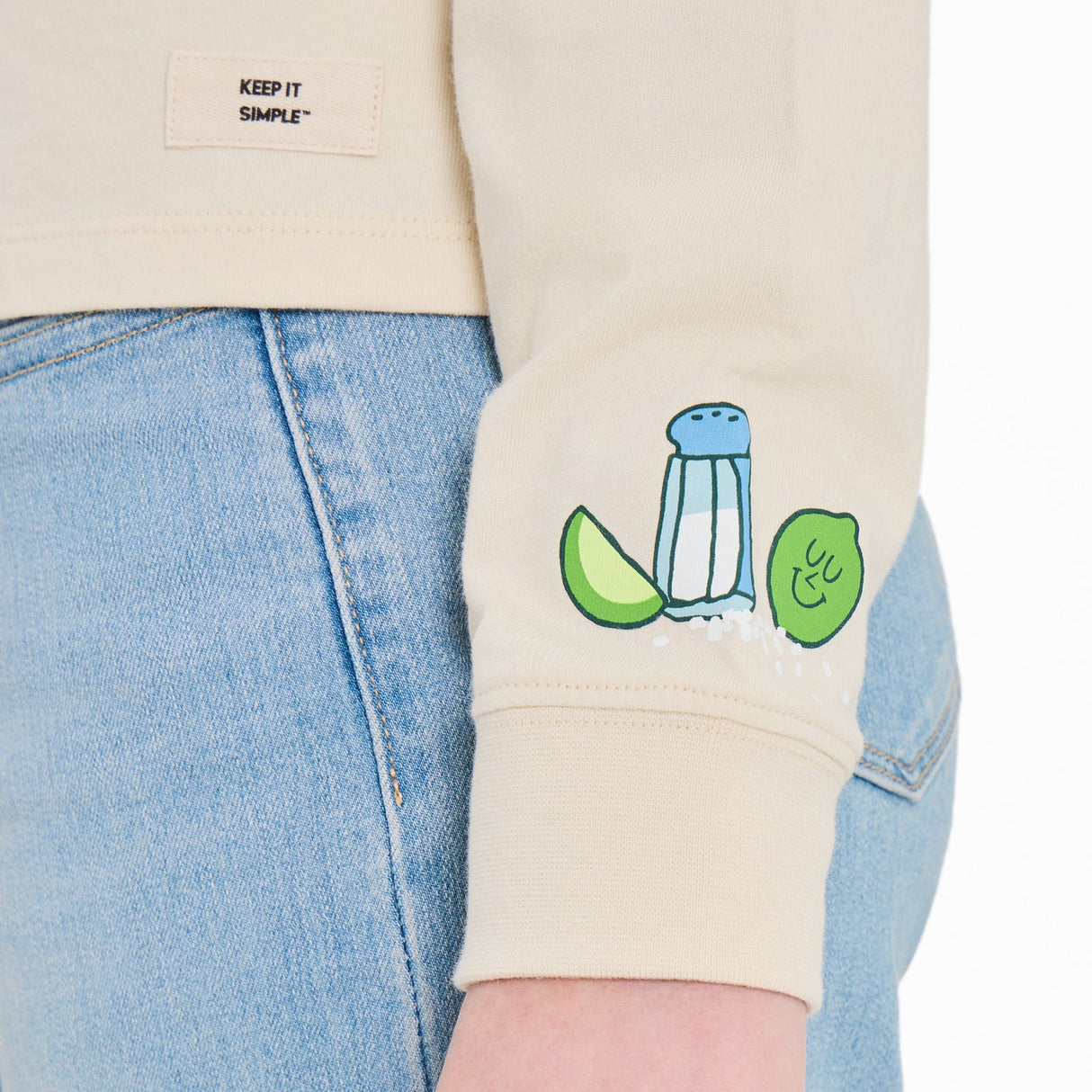 Life Is Good Womens Mini Margarita L/s Crusher Boxy Tee Putty white