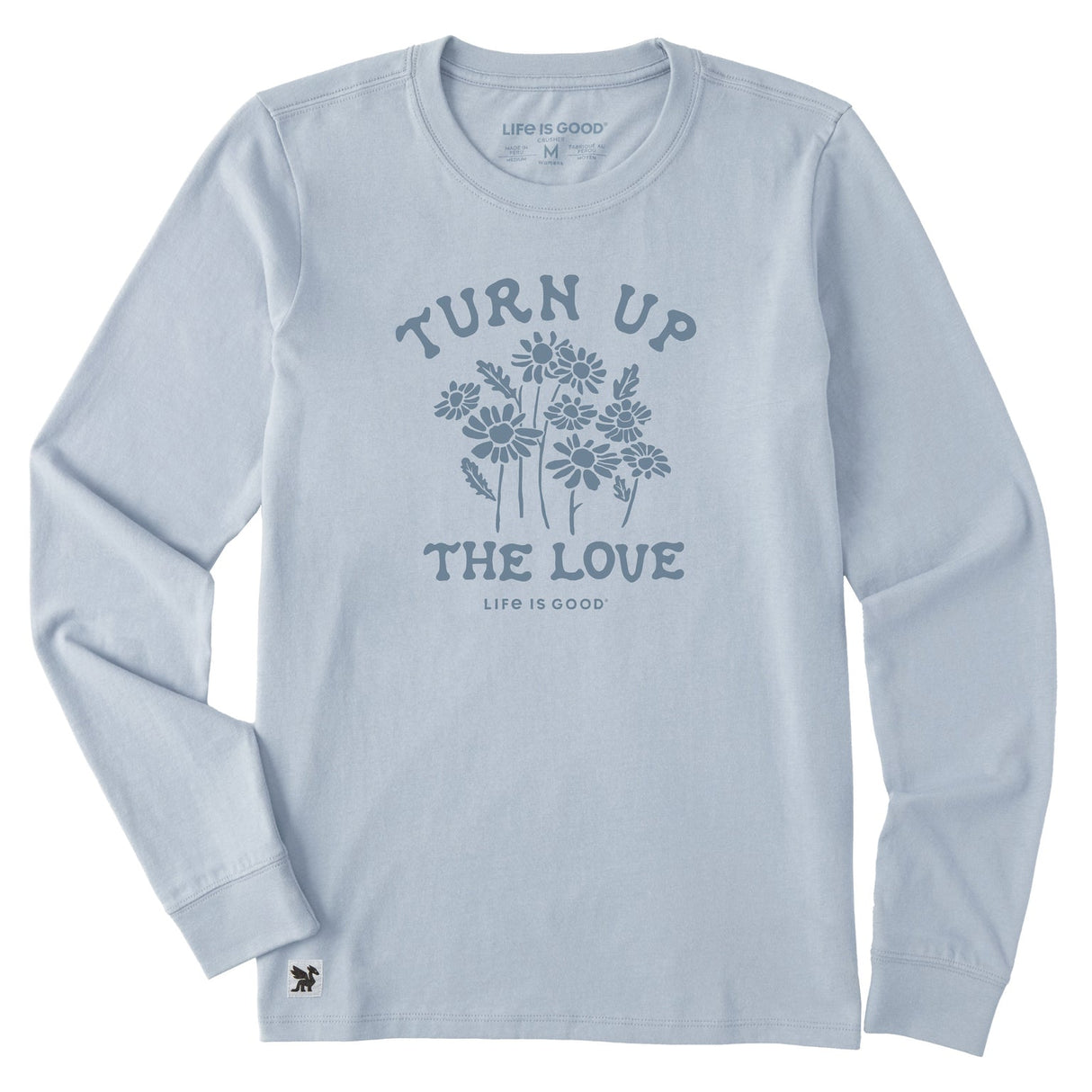 Life Is Good Womens Turn Up The Love Long Sleeve Tee Glacier blue
