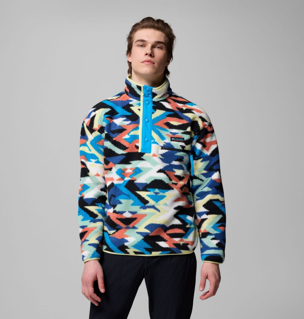 Columbia Mens Helvetia Ii Printed Half Snap Fleece Cmpss blu rflctns