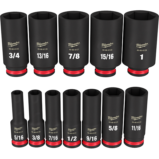 Milwaukee 12pc Shockwave Impact Duty 3/8 In. Drive Sae Deep 6 Point Socket Set