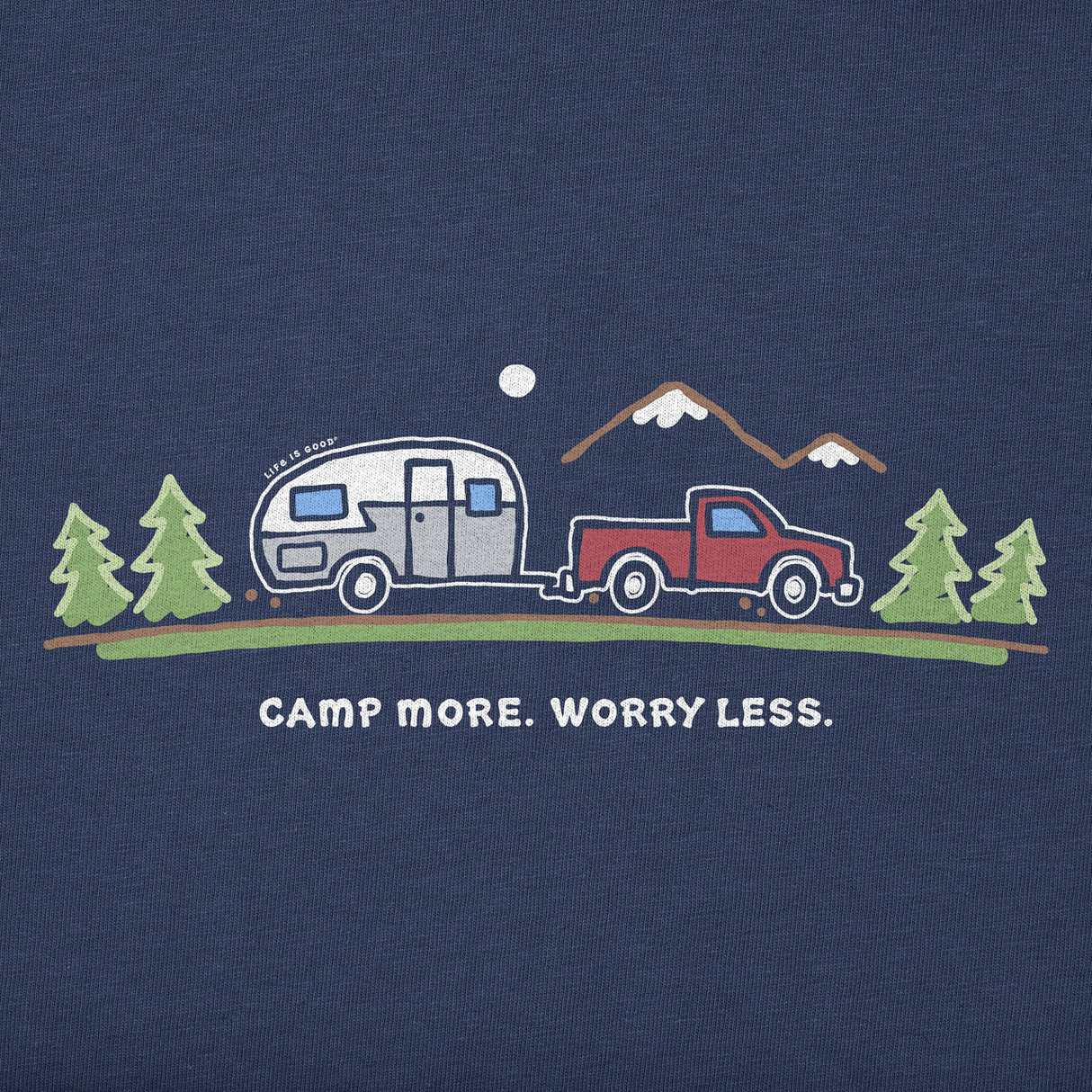 Life Is Good Mens Camp More On The Road Short Sleeve Crusher Tee - Darkest Blue