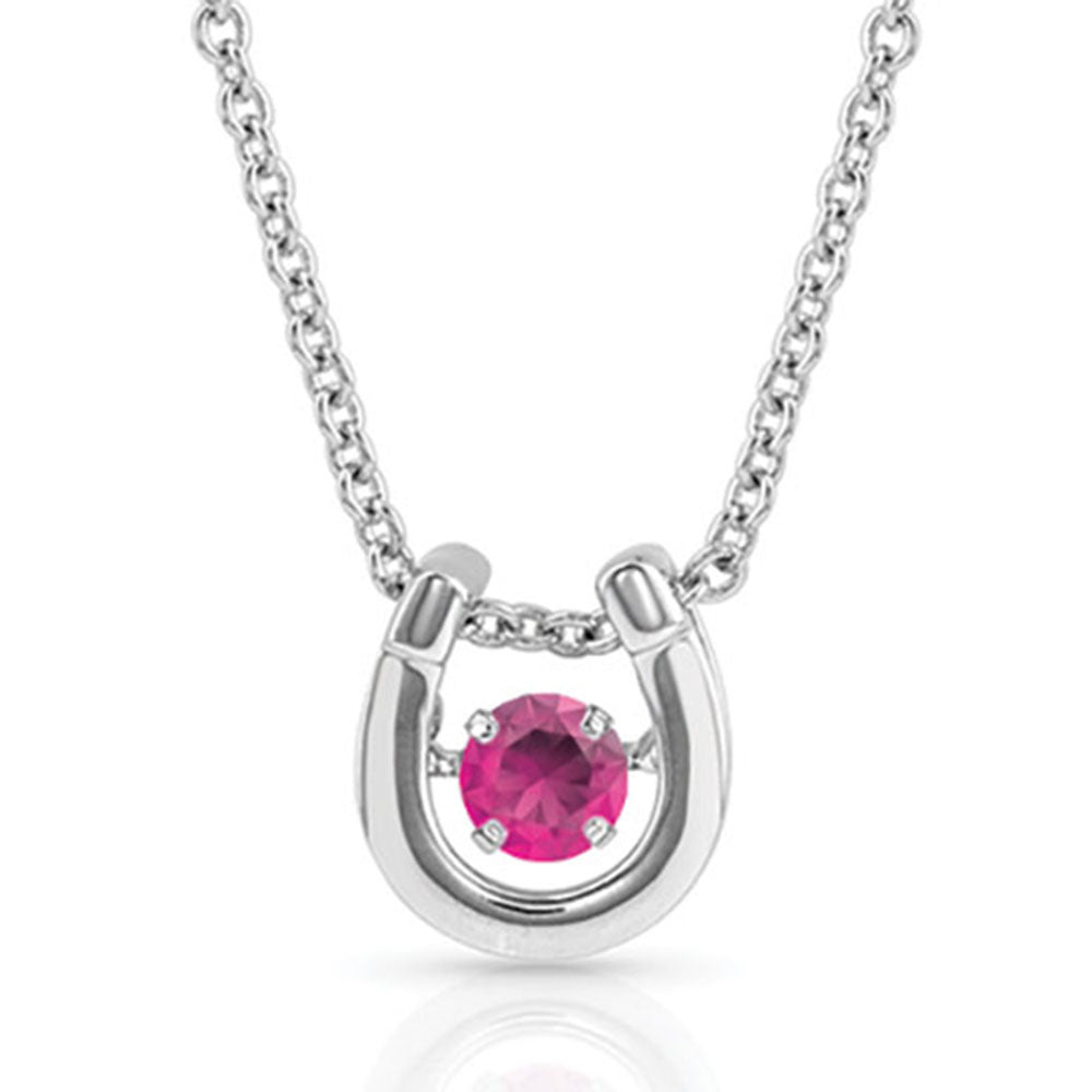 Montana Silversmiths Dancing Birthstone Horseshoe Necklace July