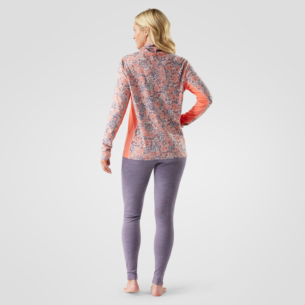 Smartwool Womens Classic Thermal Merino Mock Neck Coral reef floral