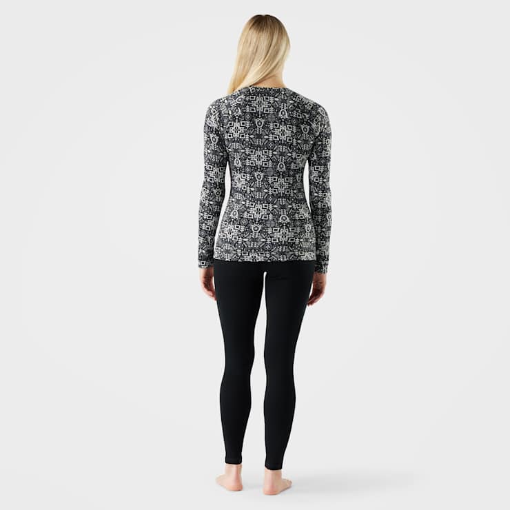 Smartwool Womens Classic Thermal Merino Base Layer Crew Black deco floral