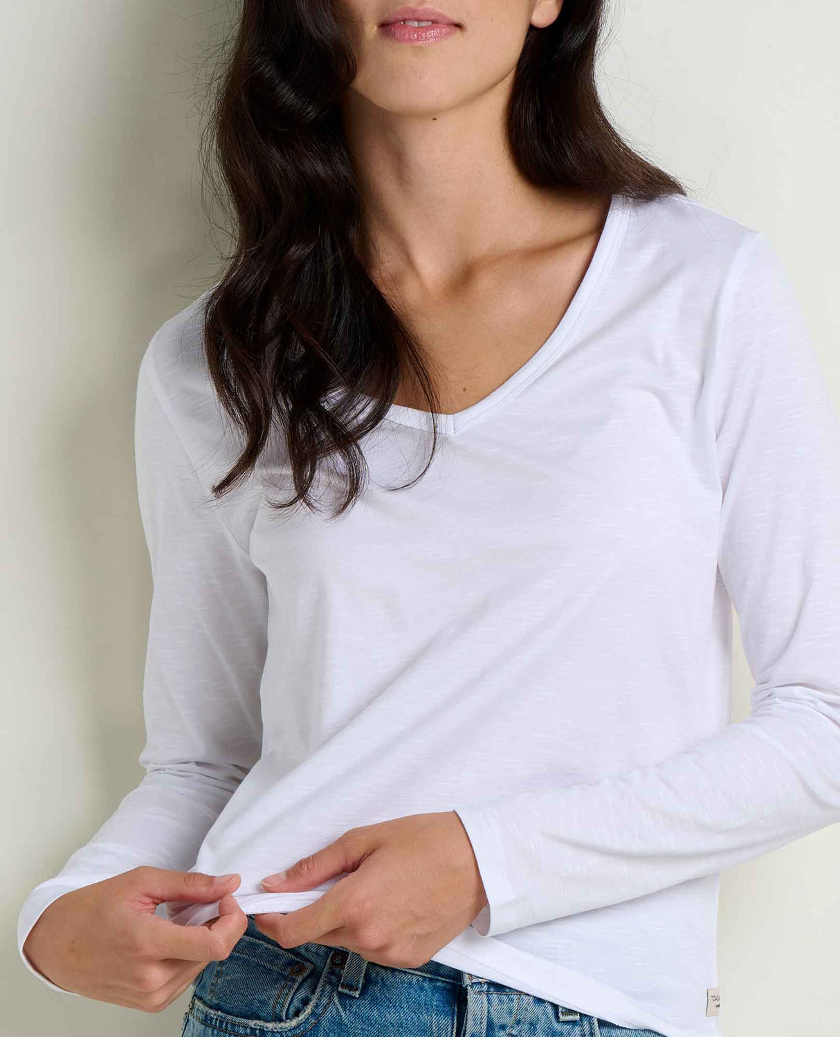 Toad Co. Womens Marley Long Sleeve V Tee True white