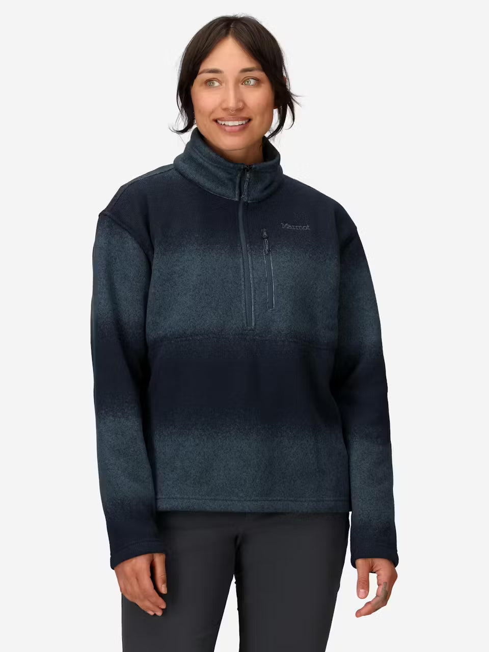 Marmot Womens Heavyweight Drop Line Printed Fleece 1/2 Zip Thunderhead ombre