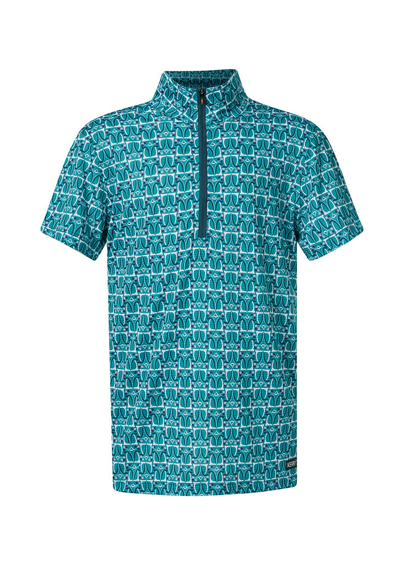 Kerrits Kids Always Cool Ice Fil Short Sleeve Shirt - Print Peacock iron bouquet