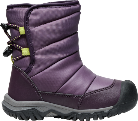 Keen Children's Puffrider Waterproof Boot - Black Plum/Daiquiri Green