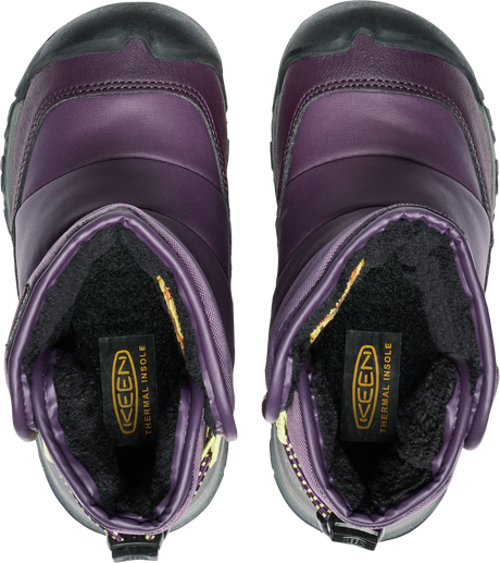 Keen Children's Puffrider Waterproof Boot - Black Plum/Daiquiri Green
