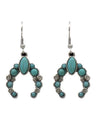Silver Strike Squash Blossom Turquoise Stone Earrings - Silver & Turquoise Silver & Turquoise