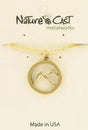 Nature Cast Metalworks Mountain In Circle Gold Tone Pendant Necklace Gold