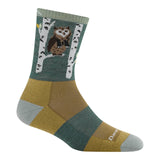 Darn Tough Critter Club Micro Crew Lightweight With Cushion Owl Green