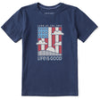 Life Is Good Kids Land the Free Flag Short Sleeve Crusher Tee - Darkest Blue Darkest Blue