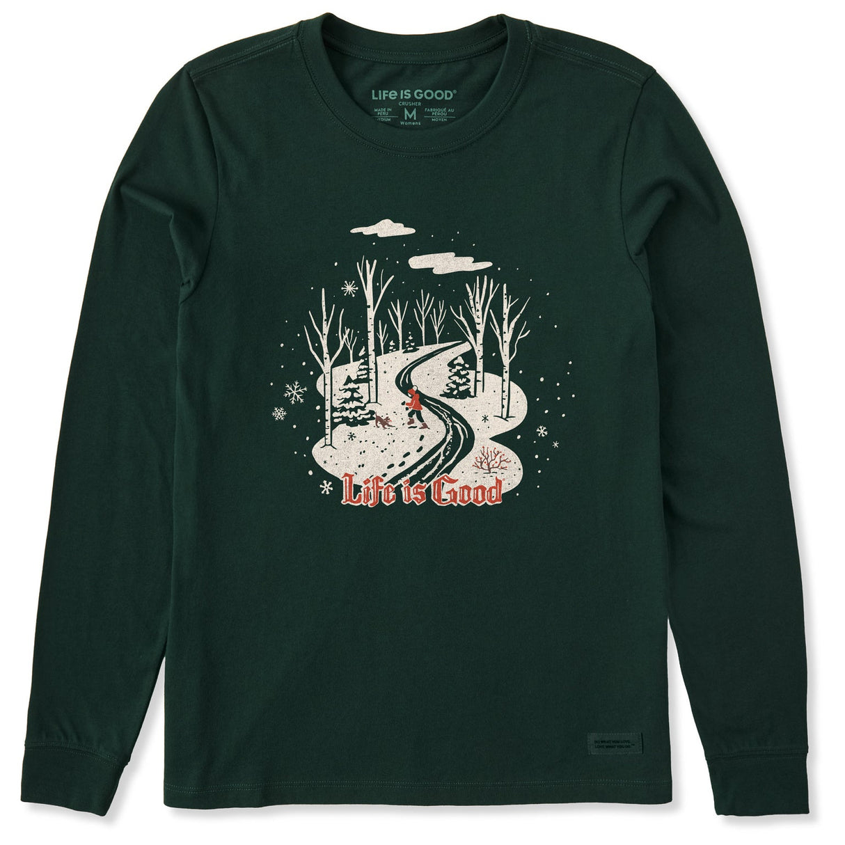 Life Is Good Womens Nostalgic Winter Day L/s Crusher Tee Treeline green