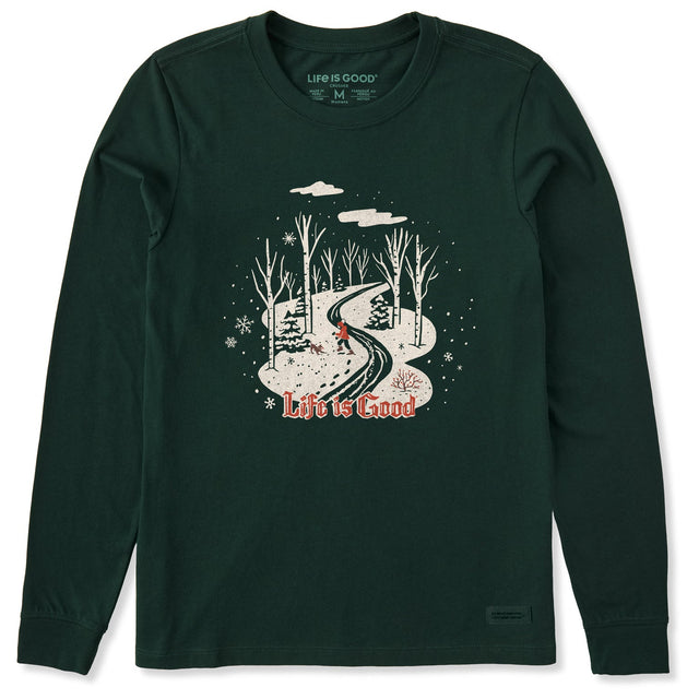 Life Is Good Womens Nostalgic Winter Day L/s Crusher Tee Treeline green