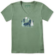 Life Is Good Womens Winter Wolf S/s Crusher Vee Granite green
