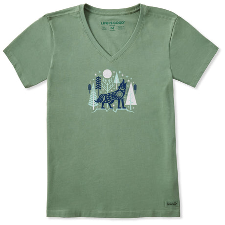 Life Is Good Womens Winter Wolf S/s Crusher Vee Granite green