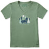 Life Is Good Womens Winter Wolf S/s Crusher Vee Granite green