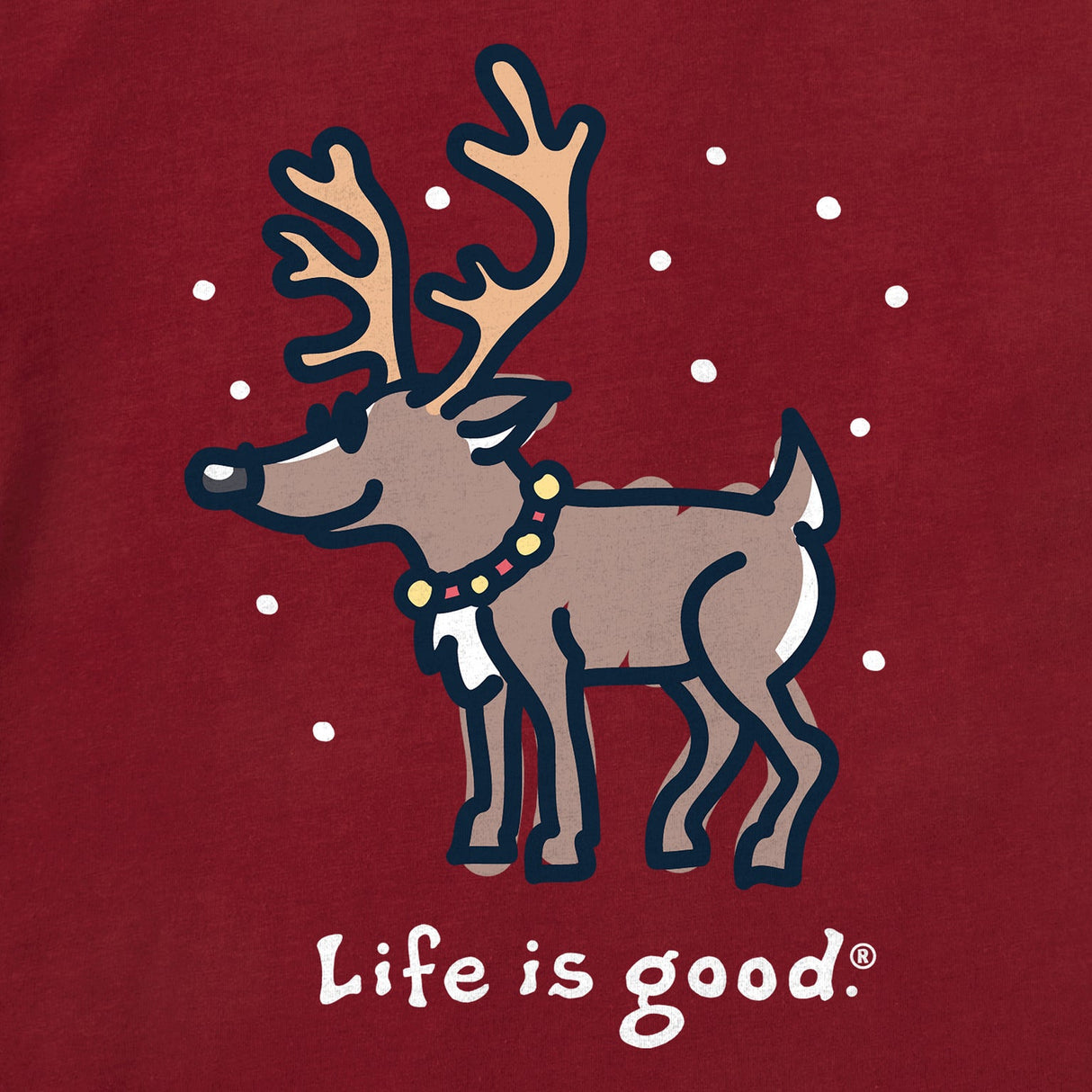 Life Is Good Womens Snowy Reindeer S/s Crusher Vee Adirondack red