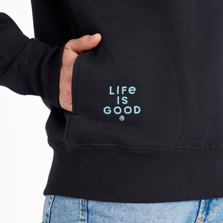 Life Is Good Womens Daisy Trio Good Vibes Fleece Hoodie True black