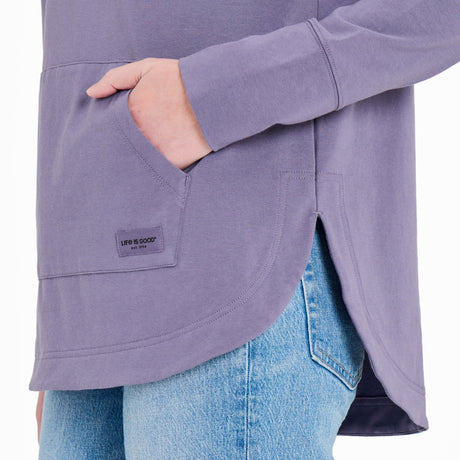 Life Is Good Womens Mountain Tree Landscape Crusher-flex Hoodie Tunic Dusk purple