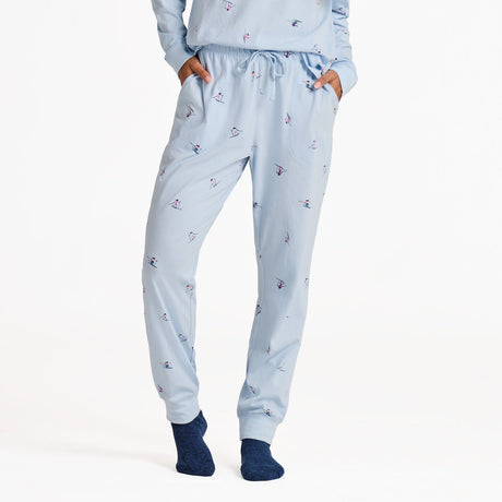 Life Is Good Womens Ski Ya Later Snuggle Up Sleep Jogger Glacier blue