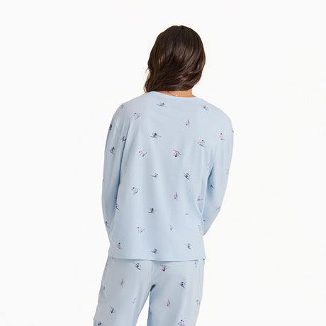 Life Is Good Womens Ski Ya Later L/s Snuggle Up Sleep Tee Glacier blue