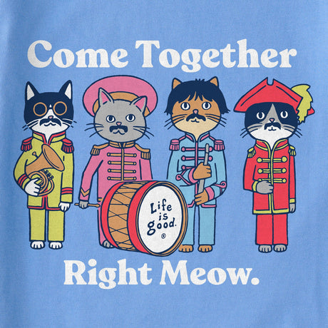 Life Is Good Womens Come Together Right Meow S/s Crusher Tee Cornflower blue