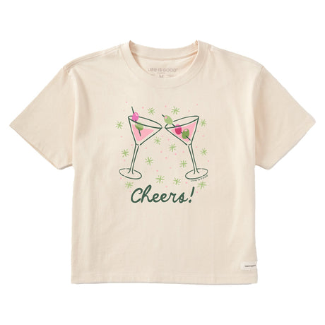 Life Is Good Womens Holiday Martinis S/s Crusher Tee Putty white
