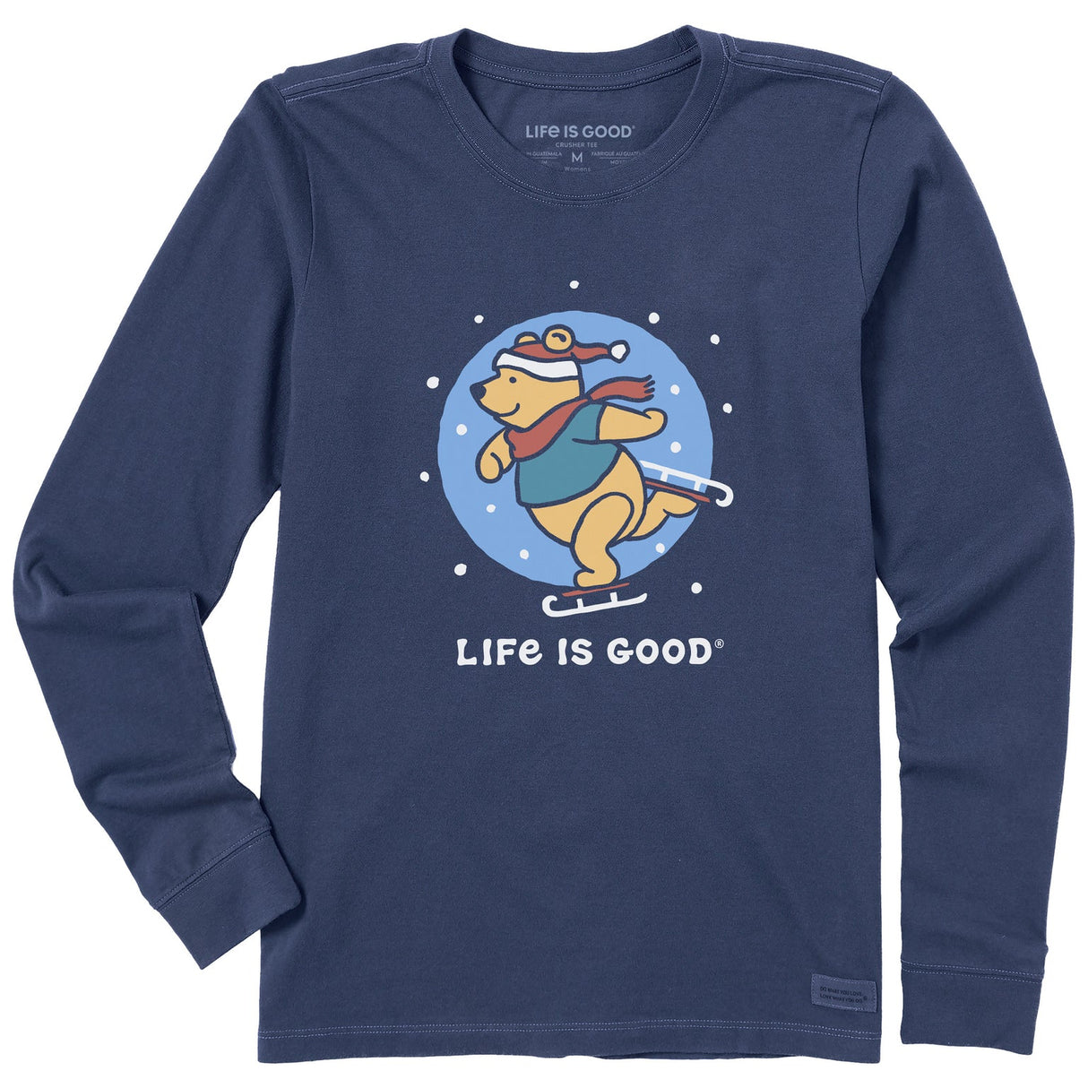 Life Is Good Womens Winnie Ice Skating L/s Crusher Tee Darkest blue