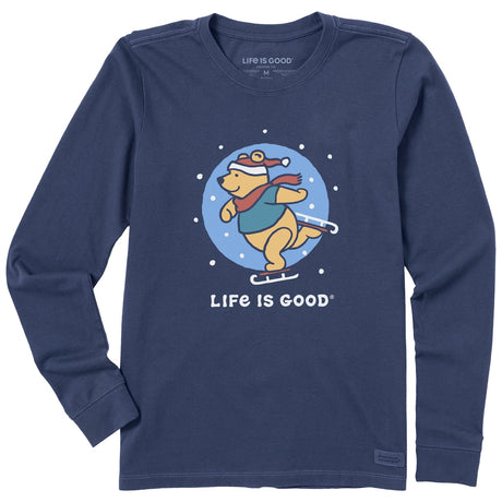 Life Is Good Womens Winnie Ice Skating L/s Crusher Tee Darkest blue