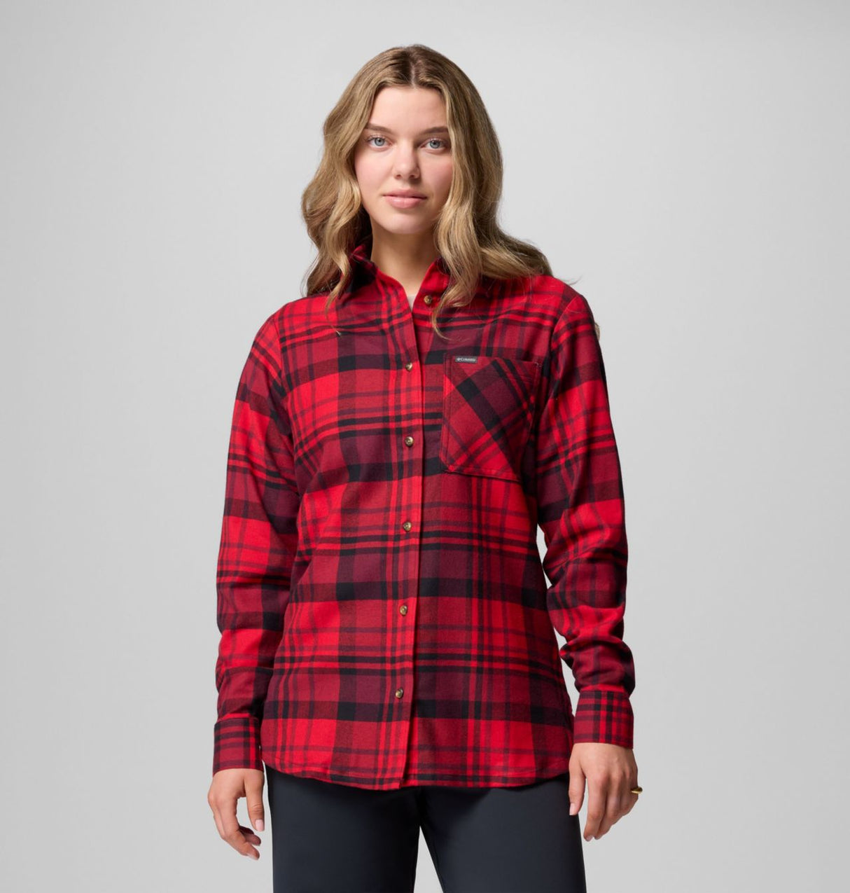 Columbia Womens Calico Basin Flannel Long Sleeve Shirt Mountain red multpld