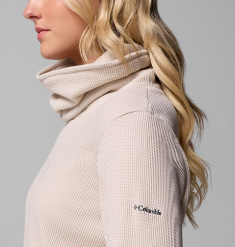 Columbia Womens Holly Hideaway Waffle Cowl Neck Pullover Dk stone