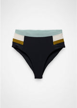 Prana Baja Bound High Rise Swim Bottom - Black Color Block Black Color Block