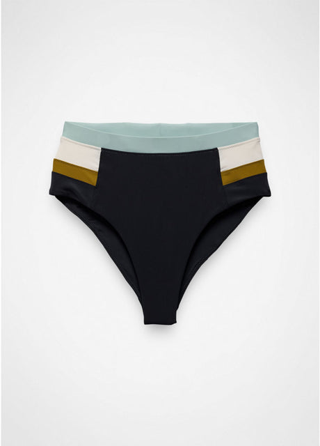 Prana Baja Bound High Rise Swim Bottom - Black Color Block Black Color Block