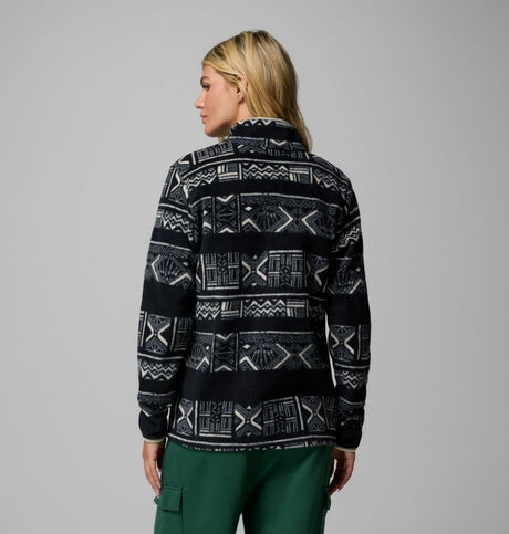 Columbia Womens Benton Springs Printed 1/2 Snap Black deschutes