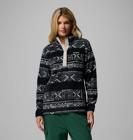Columbia Womens Benton Springs Printed 1/2 Snap Black deschutes