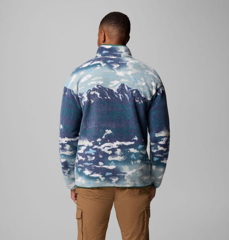 Columbia Mens Helvetia Ii Printed Half Snap Fleece Crushed blue sisters