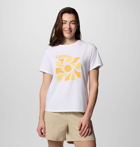 Columbia Womens Sun Trek Graphic Short Sleeve Shirt III - White / Wavy Rays White / Wavy Rays