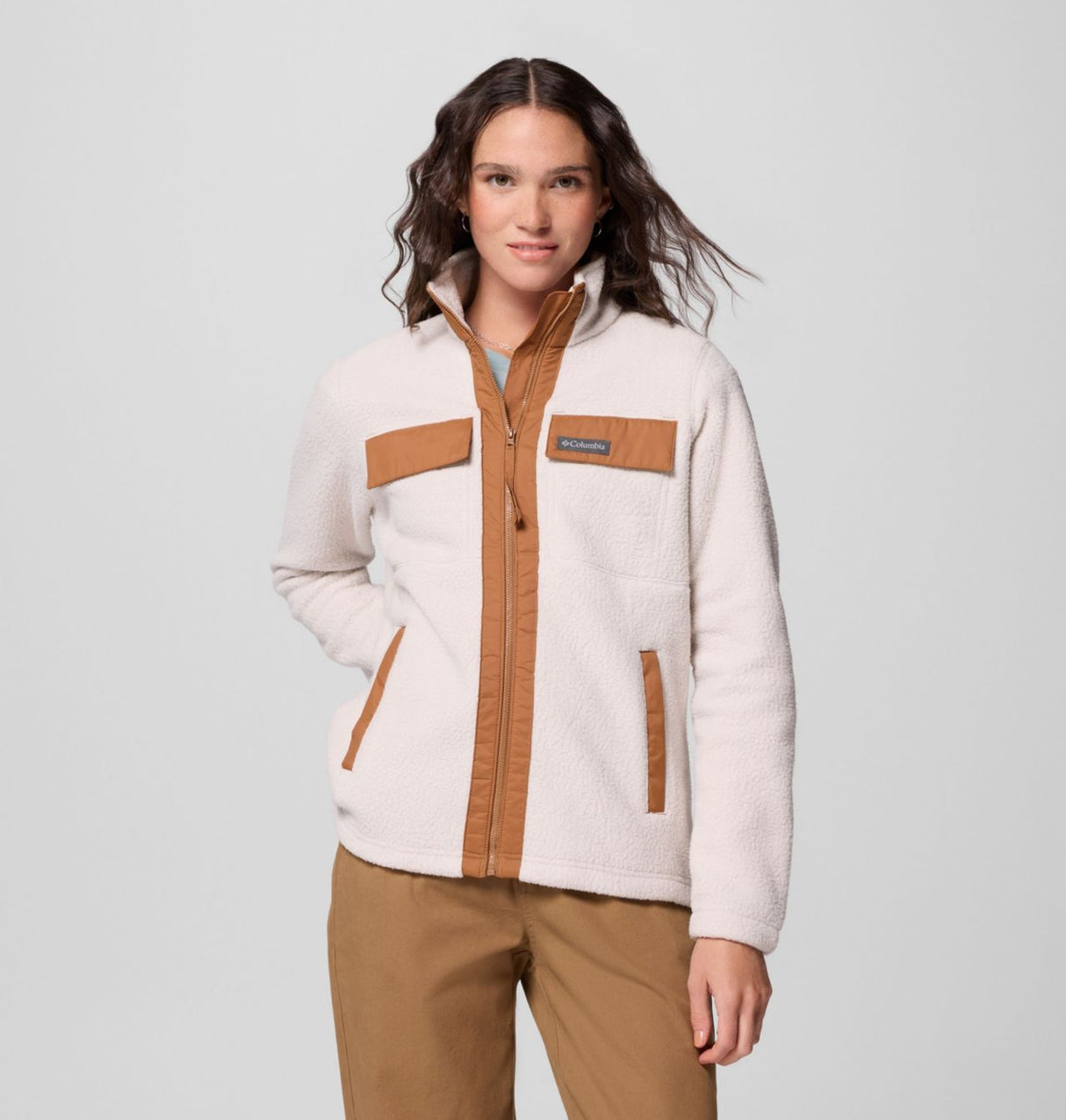 Columbia Womens Juniper Peak Full Zip Fleece Dk stone camel brown
