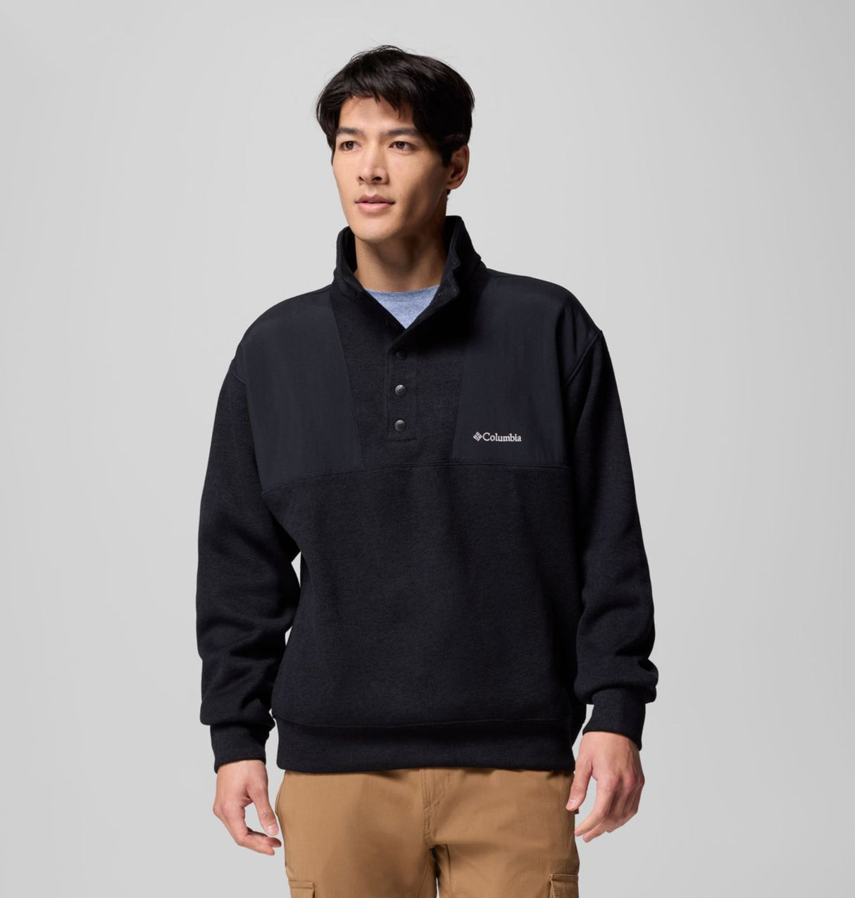 Columbia Mens Sweater Weather Relaxed Fit 1/4 Zip Black heather
