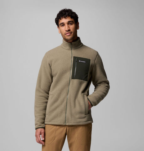 Columbia Mens Jasper Ridge Pebbled Full Zip Fleece Stone grn/grnscape