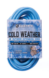 Electryx 12 Gauge Cold Weather Outdoor Extension Cord - Blue 25FT / Blue