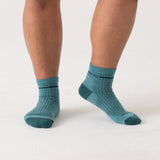 Wide Open Womens Single Stripe Midweight Cushioned Quarter Sock - Denim violet