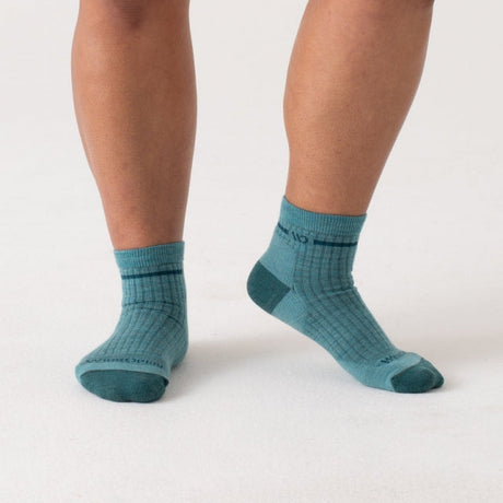 Wide Open Womens Single Stripe Midweight Cushioned Quarter Sock - Denim violet