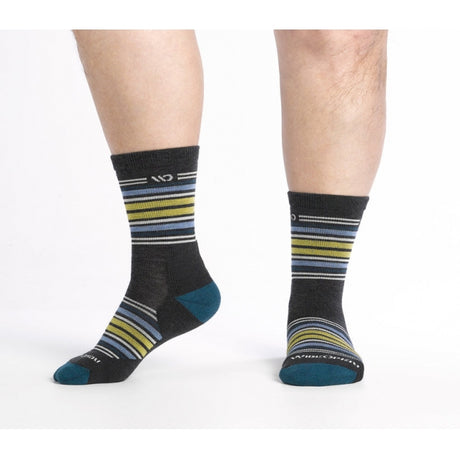 Wide Open Multi Stripe Cushioned Micro Crew Charcoal