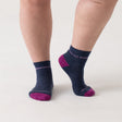 Wide Open Women's Single Stripe Midweight Cushioned Quarter Sock - Denim Denim